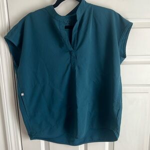 FIGS: Rafaela - Mandarin Collar Scrub Top: LIMITED EDITION CARRIBEAN BLUE